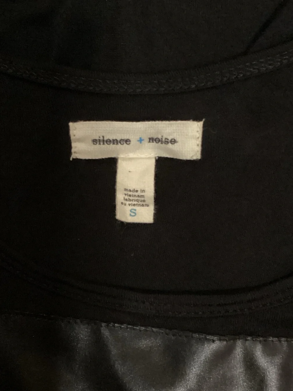 silence + noise Black Sleeveless High-Low Tank w/Faux Leather Panels, Sz S, EUC